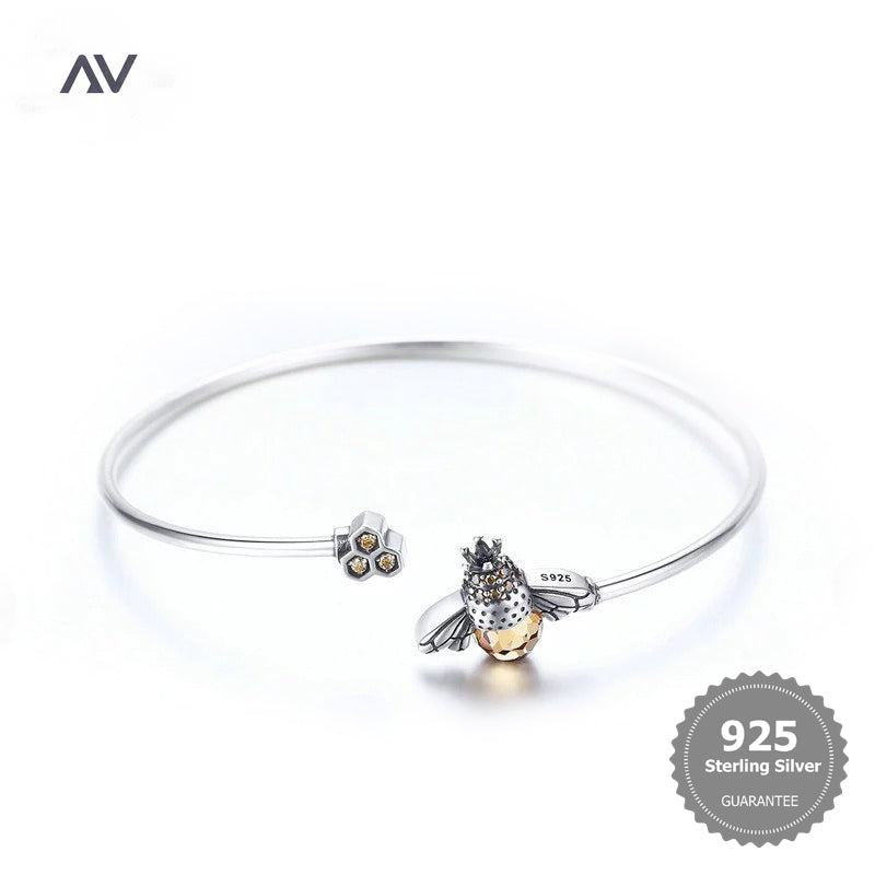 Bee And Honeycomb Silver Bracelet