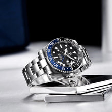 Load image into Gallery viewer, Paolo Automatic Waterproof Mechanical Wristwatch BLUE BLACK STEEL
